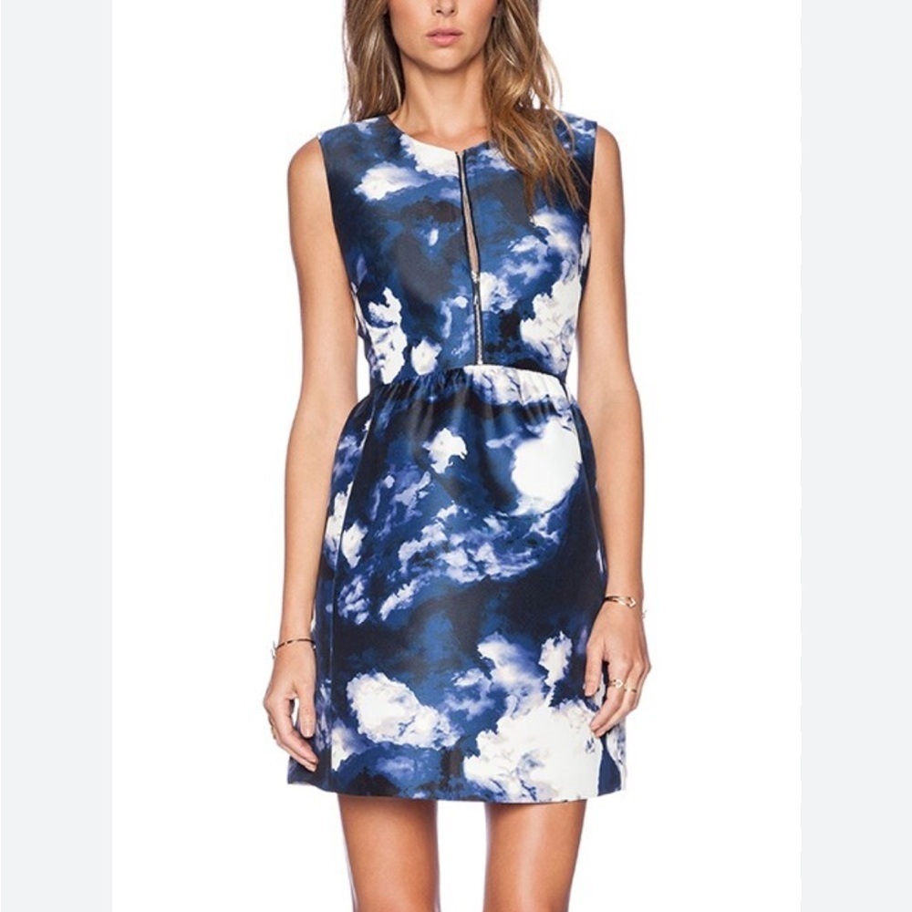 KATE SPADE Joss Dress in Blue Dusk Round Neck Fit Flare Pockets Front Zip Sz 4